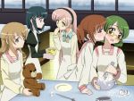  00s apron byakudan_kagome hyuuga_kizuna kiss natsume_remon okuwaka_tsubomi oshibaru sanshita strawberry_panic! tsukidate_chiyo yuri 