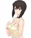  1girl a1 black_hair breasts cleavage dress girls_und_panzer glasses kawashima_momo large_breasts monocle school_uniform serafuku short_hair solo 