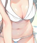  1girl bikini breasts cleavage cosplay cowboy_shot head_out_of_frame kaguyuzu kantai_collection kashima_(kantai_collection) large_breasts leaning_forward navel sailor_bikini sailor_collar side-tie_bikini solo swimsuit work_in_progress z3_max_schultz_(kantai_collection) z3_max_schultz_(kantai_collection)_(cosplay) 