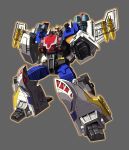  1boy absurdres artist_request autobot character_request clenched_hands full_body glowing grey_background highres insignia looking_at_viewer machine machinery mecha mechanical_wings no_humans personification pose red_eyes robot solo standing transformers weapon wings 