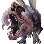  anjanath artist_name claws commentary_request dinosaur_tail elsass fur monster_hunter monster_hunter:_world no_humans nostrils open_mouth sharp_teeth simple_background slit_pupils solo standing tail teeth tongue white_background wings wyvern yellow_eyes 
