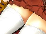  1girl akagi_(kantai_collection) brown_gloves brown_hair from_above gloves hyudora kantai_collection long_hair lower_body pleated_skirt red_skirt sitting skirt thigh-highs thighs very_long_hair white_legwear zettai_ryouiki 