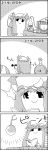  /\/\/\ 4koma ball book bow comic commentary_request crescent crescent_hair_ornament dragon_ball dumbbell greyscale hair_bow hair_ornament hat highres long_hair mob_cap monochrome mushroom no_humans patchouli_knowledge shoujo_kitou-chuu smile table tani_takeshi test_tube touhou translation_request weightlifting weights yukkuri_shiteitte_ne 