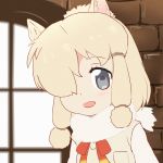  3girls alpaca_ears alpaca_suri_(kemono_friends) animated animated_gif bag bangs black_gloves black_hair blonde_hair blunt_bangs blush crying fur_collar gloves grey_eyes hair_over_one_eye hands_together hat hat_feather holding_bag indoors japanese_crested_ibis_(kemono_friends) kaban_(kemono_friends) kemono_friends long_hair long_sleeves lucky_beast_(kemono_friends) multicolored_hair multiple_girls mushi_gyouza red_shirt redhead shirt short_sleeves source_quote_parody speech_bubble sweatdrop tears thought_bubble white_hair window wiping_tears yellow_eyes 