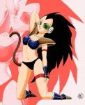  black_hair dragonball dragonball_z genderswap long_hair raditz scouter tail 