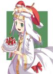  cake cat eating food green_eyes hat index long_hair pastry safety_pin santa_hat sphinx_(index) sphinx_(to_aru_majutsu_no_index) to_aru_majutsu_no_index yamamoto_shima 