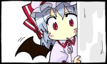  a_master_is_out bat_wings blush hat no_nose peeking_out red_eyes remilia_scarlet silver_hair touhou wings 