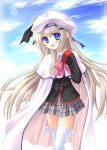  blue_eyes buttons hat highres little_busters! little_busters!! long_hair noumi_kudryavka ribbon silver_hair thigh-highs thighhighs 