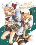  christmas hat kagamine_len kagamine_rin santa_hat siblings twins umitsuki_kouna vocaloid 