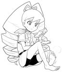  bike_shorts capcom drill_hair feet heriyama long_hair lowres monochrome rockman ryuusei_no_rockman scarf shirogane_luna sitting smell smoke soles steam toes twintails upskirt 