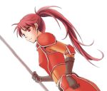  fire_emblem fire_emblem:_souen_no_kiseki fire_emblem_path_of_radiance fire_emblem_radiant_dawn gloves jill jill_(fire_emblem) jill_fizzart lowres polearm ponytail red_eyes red_hair redhead spear weapon 