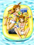  bikini boombox butt_crack fishing futami_ami futami_mami idolmaster inflatable_raft k_tamagawa magazine magazines multiple_girls nonowa siblings swimsuit twins 