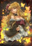  beatrice blonde_hair blue_eyes blush breasts butterfly cleavage flower hair_ornament ribbon tears umineko_no_naku_koro_ni yukitsuki_hisa 