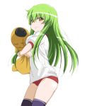  buruma c.c. cc cheese-kun code_geass green_hair gym_uniform hug long_hair pizza_hut thighhighs usami_usa_g young 