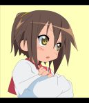  brown_hair kusakabe_misao lister lucky_star ponytail school_uniform serafuku short_hair yellow_eyes 