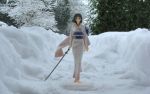  1280x800 barefoot figure japanese_clothes kara_no_kyoukai kimono ryougi_shiki snow sword 