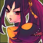  costume fangs lowres mawile personification pokemon ponytail red_eyes solo tongue 