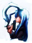  blue_hair bunny_ears dain gun handgun long_hair pistol rabbit_ears red_eyes reisen_udongein_inaba touhou weapon 