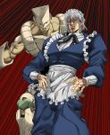  araki_hirohiko_(style) batsu cosplay dio_brando iyuu izayoi_sakuya izayoi_sakuya_(cosplay) jojo&#039;s_bizarre_adventure jojo_no_kimyou_na_bouken maid manly muscle parody stand_(jojo) style_parody the_world touhou 