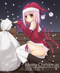  christmas original panties pink_hair ribbon ribbons santa_costume thigh-highs thighhighs tomosuke underwear 