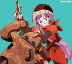  antenna bad_id bag chrono_trigger glasses gun helmet lucca_ashtear neckerchief purple_hair robo sakoko short_hair v weapon 