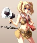  blue_eyes highres megaphone midriff nanamiso navel short_hair twintails 