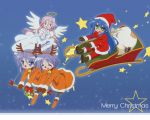  animal_costume christmas hiiragi_kagami hiiragi_tsukasa izumi_konata lucky_star pantyhose reindeer santa_costume sleigh takara_miyuki 