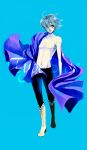  blue blue_hair boots cape male red_eyes shirtless soldier_blue solo toward_the_terra 