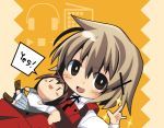  akashiro brown_eyes brown_hair doll hidamari_sketch school_uniform short_hair totsuki_tooka yuno 