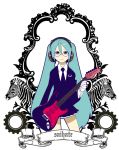  blue_hair glasses guitar hatsune_miku headphones instrument long_hair saihate_(vocaloid) saitou_yahu vocaloid zebra 