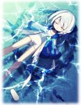  1girl afloat ameko-107 closed_eyes facing_viewer flip-flops from_above personification pokemon sandals solo water white_hair wishiwashi 