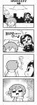  2girls 4koma :3 bkub clouds comic emphasis_lines fang greyscale highres legs_together monochrome multiple_girls musical_note one_side_up original quaver sachi_(bkub) short_hair sunset tayo translation_request 