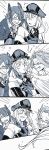  ! &gt;_&lt; /\/\/\ 10s 3girls arm_around_shoulder bare_shoulders bismarck_(kantai_collection) bottle checkered checkered_necktie closed_eyes collared_shirt comic drunk elbow_gloves eyebrows_visible_through_hair eyepatch gloves greyscale grin hair_between_eyes hat highres holding holding_bottle jun&#039;you_(kantai_collection) kantai_collection long_hair military military_hat military_uniform monochrome multiple_girls necktie open_mouth partly_fingerless_gloves peaked_cap round_teeth shirt short_hair sleeveless sleeves_rolled_up smile spiky_hair straight_hair teeth tenryuu_(kantai_collection) uniform weidashming 