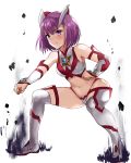  1girl bare_shoulders fate/grand_order fate_(series) helena_blavatsky_(fate/grand_order) helena_blavatsky_(swimsuit_archer)_(fate) jirusu purple_hair red_eyes short_hair solo ultra_series ultraman_gaia_(series) violet_hair 