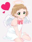  1boy abe_(kumayu) angel angel_wings blush brown_hair green_eyes halo highres himeno_kanon idolmaster idolmaster_side-m male_focus open_mouth otoko_no_ko smile solo wings 