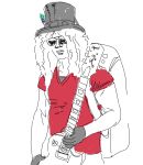  backpack bag feathers genderswap genderswap_(ftm) guitar guns_n&#039;_roses hat instrument kaban_(kemono_friends) kemono_friends parody sketch slash_(guns_n&#039;_roses) sunglasses top_hat welcome_to_the_jungle 