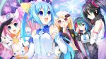  5girls black_hair blonde_hair blue_eyes blue_hair choujigen_taisen_neptune_vs_sega_hard_girls elbow_gloves game_cg glasses gloves green_eyes hair_ornament highres long_hair multiple_girls neptune_(series) official_art one_eye_closed pink_hair ponytail red_eyes sega_dreamcast_(sega_hard_girls) sega_game_gear_(sega_hard_girls) sega_hard_girls sega_hatsumi sega_mega_drive_(sega_hard_girls) sega_saturn_(sega_hard_girls) segami tsunako twintails 