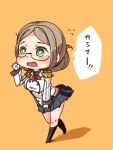  10s 1girl breasts chibi flying_sweatdrops glasses green_eyes horoyuki_(gumizoku) image_sample kantai_collection nicoseiga_sample ribbon skirt translated yellow_background 