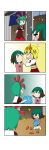  &gt;_&lt; /\/\/\ 0_0 3girls 4koma absurdres animal_ears bag blonde_hair blouse carrot closed_eyes comic crying day dress flying_sweatdrops front_ponytail green_hair hair_ornament hair_ribbon handkerchief highres kagiyama_hina kasodani_kyouko kneeling layered_dress multicolored_hair multiple_girls open_mouth outdoors pink_blouse potato puffy_short_sleeves puffy_sleeves rakugaki-biyori ribbon shopping_bag short_hair short_sleeves silent_comic skirt solid_oval_eyes streaked_hair tears toramaru_shou touhou white_skirt wiping_tears 