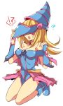  !? 1girl bare_shoulders blonde_hair blue_boots blush blush_stickers boots breasts choker cleavage dark_magician_girl duel_monster hat jyon104 large_breasts long_hair open_mouth pentacle solo wizard_hat yu-gi-oh! yuu-gi-ou_duel_monsters 