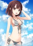  bikini blush brown_eyes brown_hair katou_megumi short_hair smile 