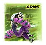  1boy arms_(game) dark_skin green_eyes helmet highres kid_cobra long_arms looking_at_viewer male_focus mask official_art solo 