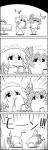  /\/\/\ bow comic commentary_request eating food greyscale hair_bow hat hat_ribbon highres holding holding_plate holding_spoon izayoi_sakuya maid_headdress mob_cap monochrome no_humans plate pudding remilia_scarlet ribbon shaded_face short_hair smile spoon table tablecloth tani_takeshi touhou translation_request yukkuri_shiteitte_ne 