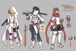  1girl 2boys black_hair blonde_hair elbow_gloves gloves hood lloyd_irving mask midriff milla_maxwell multiple_boys red_eyes sachico66 scarf single_thighhigh sword tales_of_(series) tales_of_asteria tales_of_symphonia tales_of_vesperia tales_of_xillia thigh-highs weapon yuri_lowell 