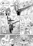  10s 1boy 6+girls :&lt; :3 admiral_(kantai_collection) ahoge ainu_clothes arashi_(kantai_collection) ballet bandanna blush breasts comic commandant_teste_(kantai_collection) commentary_request cropped_jacket dancing dress eyelashes flat_cap folded_ponytail gangut_(kantai_collection) hammer_and_sickle hat headband hibiki_(kantai_collection) highres jacket kamoi_(kantai_collection) kantai_collection large_breasts lifting_person long_hair long_sleeves looking_at_another looking_at_viewer maikaze_(kantai_collection) medium_breasts miniskirt multicolored_hair multiple_girls munmu-san no_hat no_headwear open_mouth pantyhose peaked_cap pelvic_curtain pleated_skirt pout scar school_uniform side_ponytail sidelocks skirt sleeveless sleeveless_dress smile sulking thick_eyebrows thigh-highs translation_request trembling unbuttoned verniy_(kantai_collection) wrist_guards 