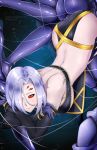  1girl alina_pegova arachne breasts carapace claws crossed_arms detached_sleeves deviantart_username extra_eyes insect_girl large_breasts lavender_hair monster_girl monster_musume_no_iru_nichijou multiple_legs rachnera_arachnera red_eyes short_hair silk smile solo spider_girl spider_web watermark web_address 