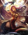  1girl bare_shoulders breasts cape cleavage commentary_request company_connection copyright_name dress earrings fire_emblem fire_emblem_cipher fire_emblem_echoes:_mou_hitori_no_eiyuuou gloves jewelry long_hair official_art purple_hair sleeveless solo sonia_(fire_emblem_gaiden) thigh-highs tiara zettai_ryouiki 