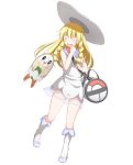  1girl bag bangs bird blonde_hair blue_shoes blunt_bangs blush braid breasts collared_dress commentary_request dress duffel_bag eyebrows_visible_through_hair full-face_blush full_body green_eyes hat highres kneehighs koko_toufu lillie_(pokemon) long_hair motion_blur motion_lines open_mouth owl poke_ball_theme pokemon pokemon_(creature) pokemon_(game) pokemon_sm rowlet see-through shoes simple_background sleeveless sleeveless_dress small_breasts solid_circle_eyes standing standing_on_one_leg sun_hat sundress surprised tearing_up twin_braids white_background white_dress white_hat white_legwear 