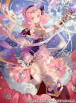  1girl company_name curly_hair day dress fire_emblem fire_emblem_cipher fire_emblem_echoes:_mou_hitori_no_eiyuuou flower jenny_(fire_emblem) jewelry kotetsu_(popeethe) long_hair magic_circle mountain necklace official_art open_mouth petals pink_eyes pink_hair sky solo sparkle staff thigh-highs tiara 