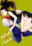  1boy 1girl absurdres black_hair boku_no_hero_academia breasts carrying character_name china_dress chinese_clothes dress half-closed_eyes heterochromia highres long_sleeves multicolored_hair open_clothes ponytail red_eyes shirt sideburns todoroki_shouto two-tone_hair white_hair yaoyorozu_momo 